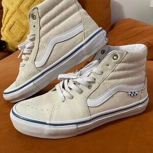 Vans High-Top Sneakers in Beige and White